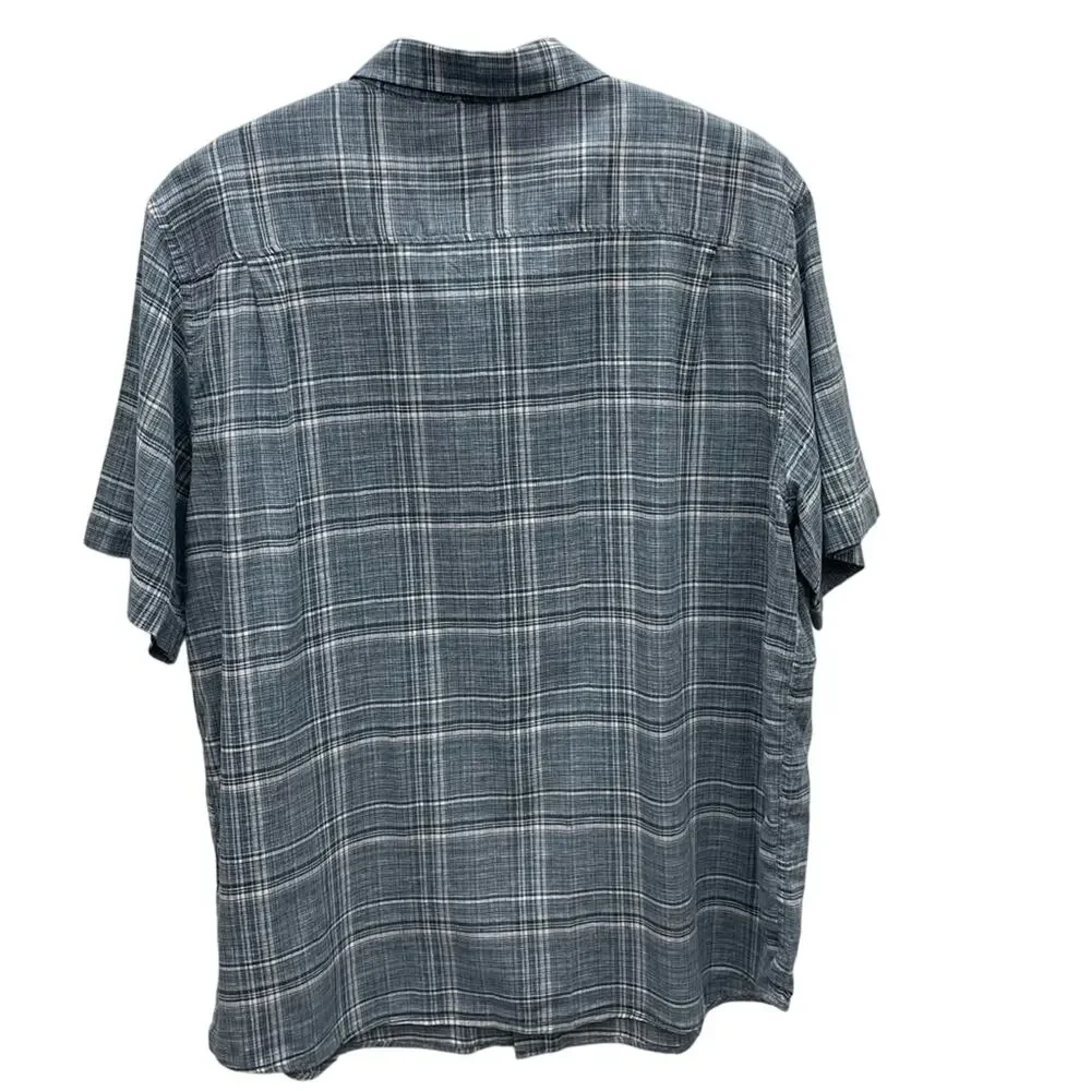 Weatherproof Vintage Men’s Blue Plaid Linen Shirt Size XXL